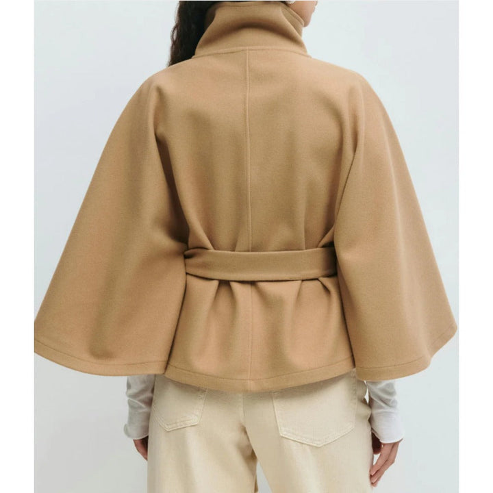 Manteau Cape Élégant pour Femme | Col Haut, Ceinture Ajustable 1