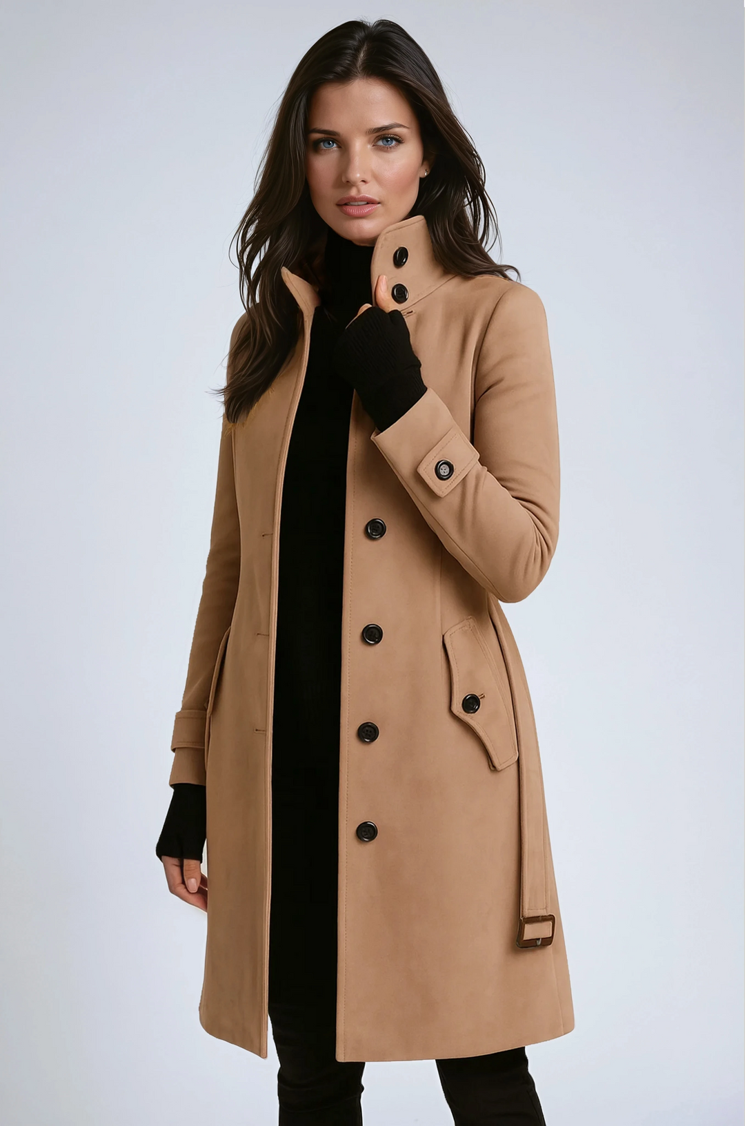 Manteau Femme Hiver Lila | Col Montant, Coupe Longue Moderne 0