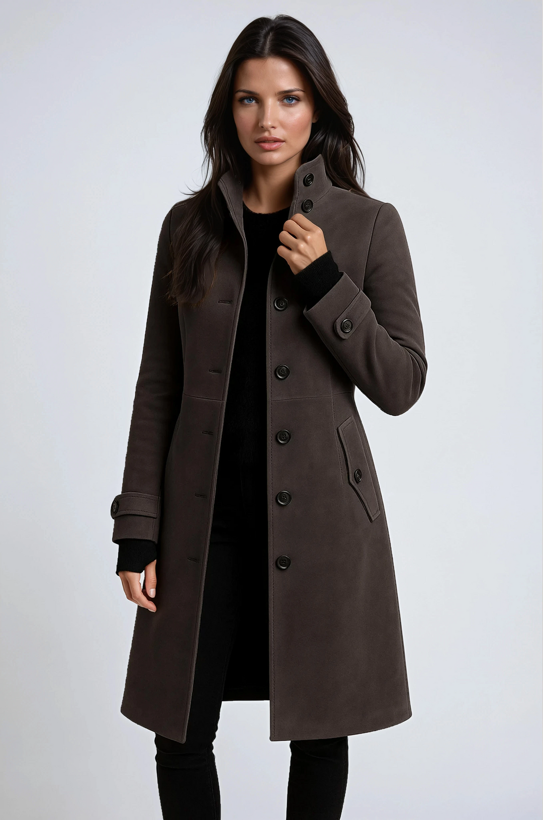 Manteau Femme Hiver Lila | Col Montant, Coupe Longue Moderne 1