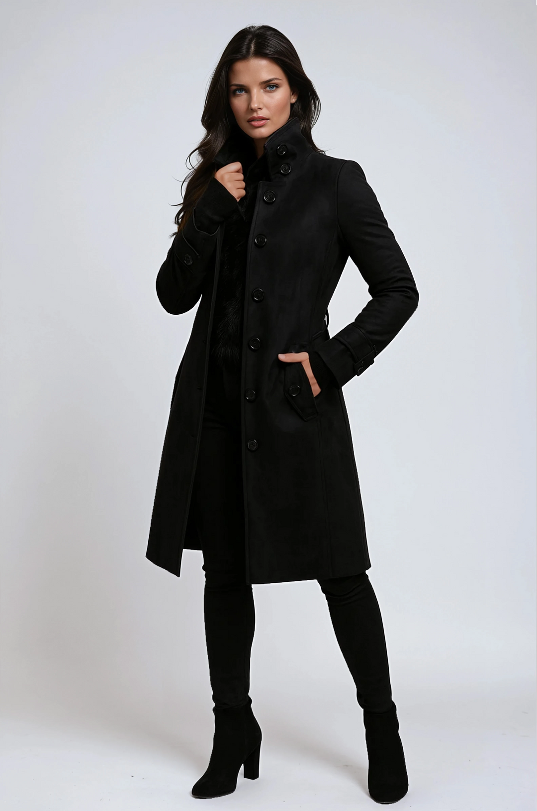 Manteau Femme Hiver Lila | Col Montant, Coupe Longue Moderne 3