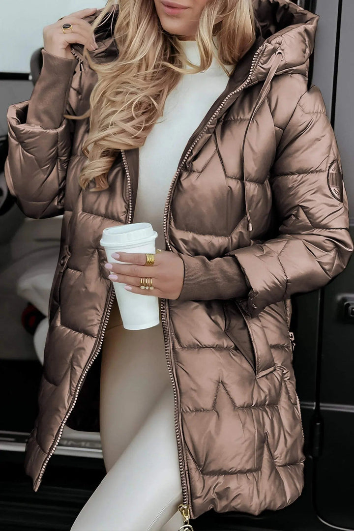 Manteau Hiver Clara Femme | Matelassé, Capuche Intégrée, Élégant 0