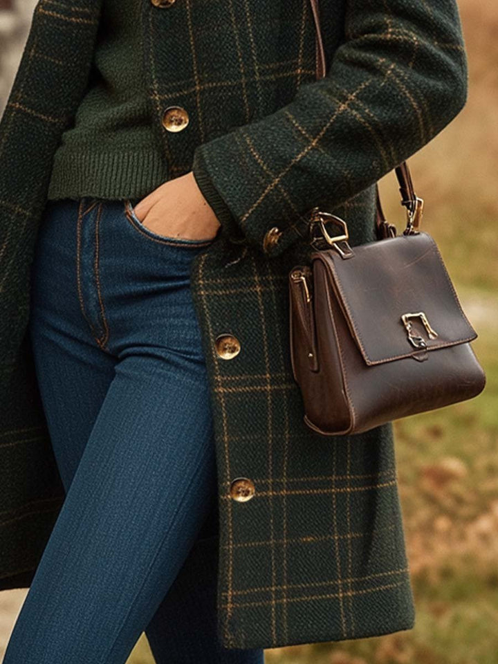 Manteau Hiver Élégance Femme | Laine à Carreaux, Coupe Longue Classique 3