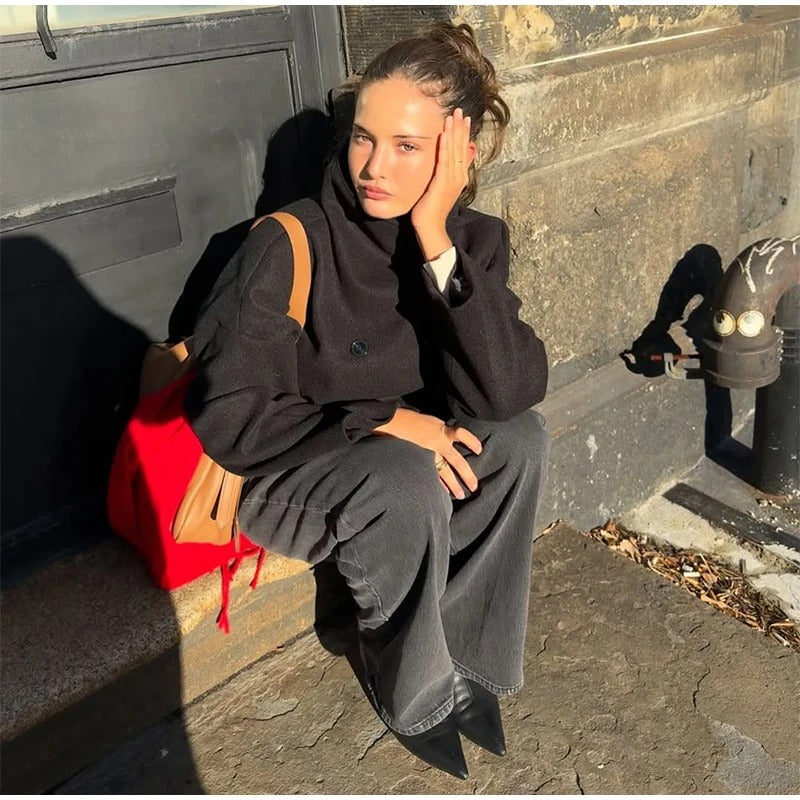 Manteau Hiver Femme Mila | Mélange de Laine, Col Haut 2
