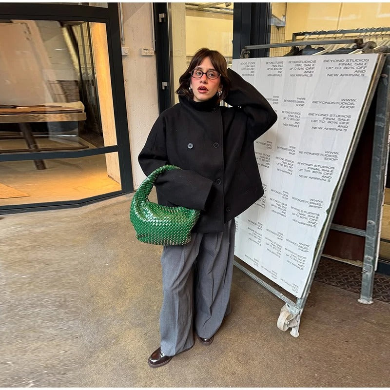 Manteau Hiver Femme Mila | Mélange de Laine, Col Haut 3