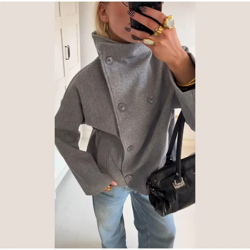 Manteau Hiver Femme Mila | Mélange de Laine, Col Haut 6