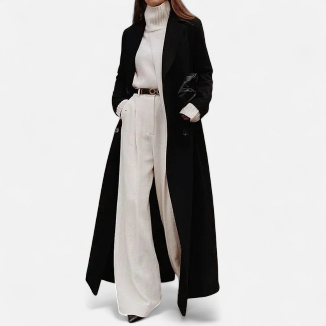 Manteau Long Femme Inès | Élégance Intemporelle en Noir, Coupe Maxi Hiver 0