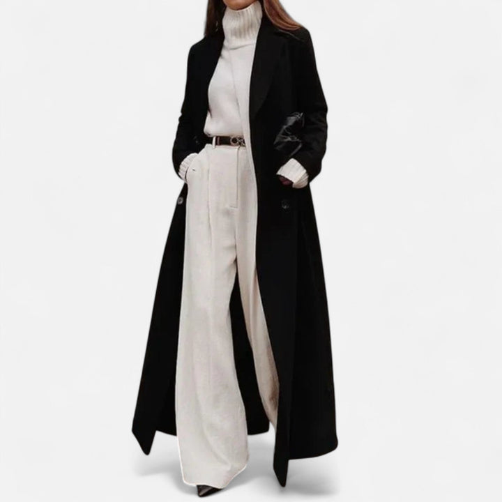 Manteau Long Femme Inès | Élégance Intemporelle en Noir, Coupe Maxi Hiver 0