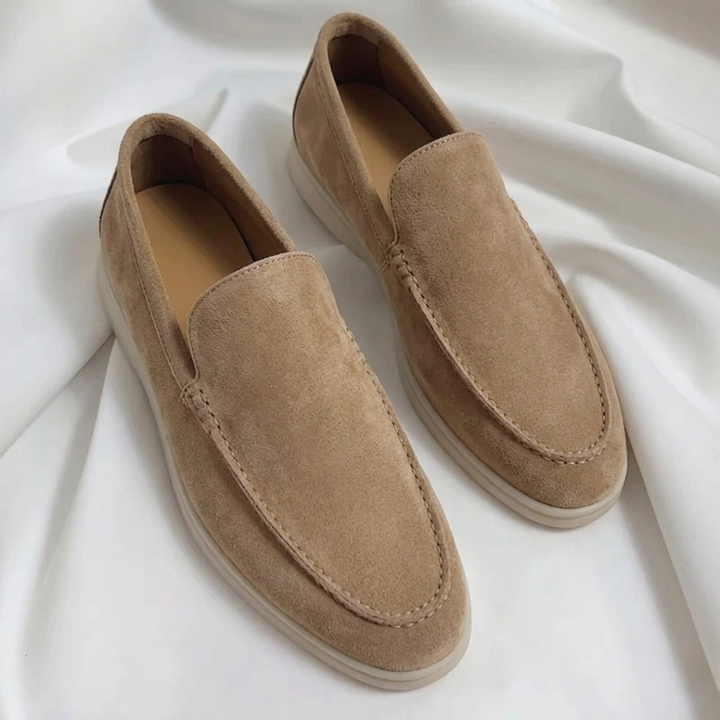 Mocassin Alessandro | Homme Suédé Slip-On, Semelle Blanche Chic 0