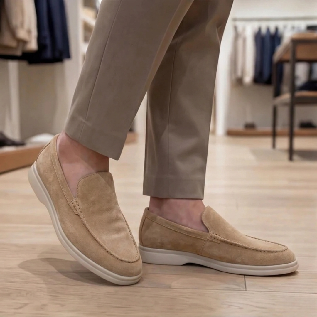 Mocassin Alessandro | Homme Suédé Slip-On, Semelle Blanche Chic 1