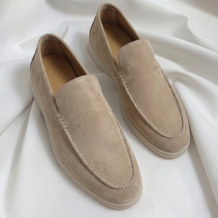 Mocassin Alessandro | Homme Suédé Slip-On, Semelle Blanche Chic 4