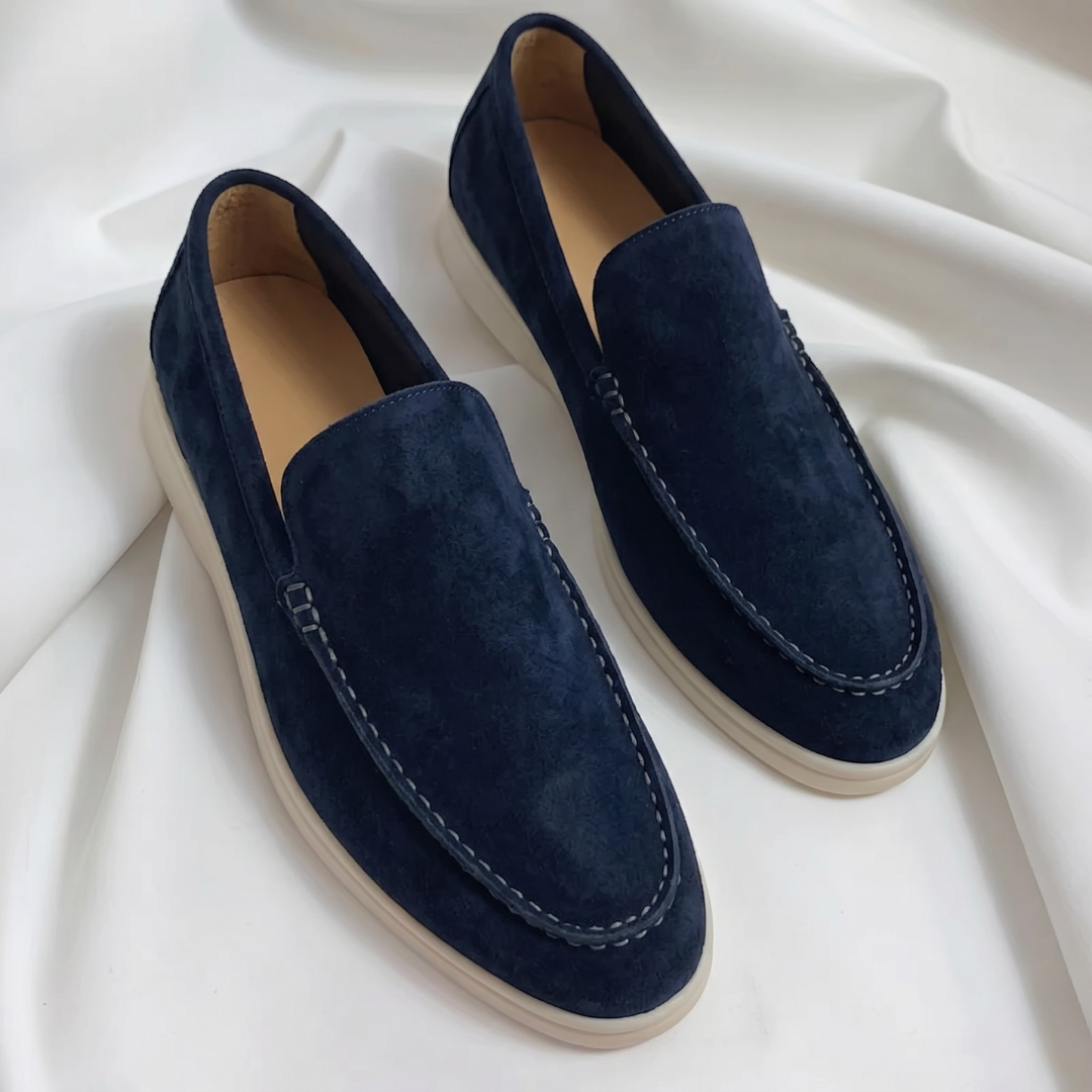 Mocassin Alessandro | Homme Suédé Slip-On, Semelle Blanche Chic 5