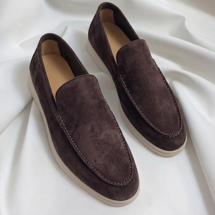 Mocassin Alessandro | Homme Suédé Slip-On, Semelle Blanche Chic 6