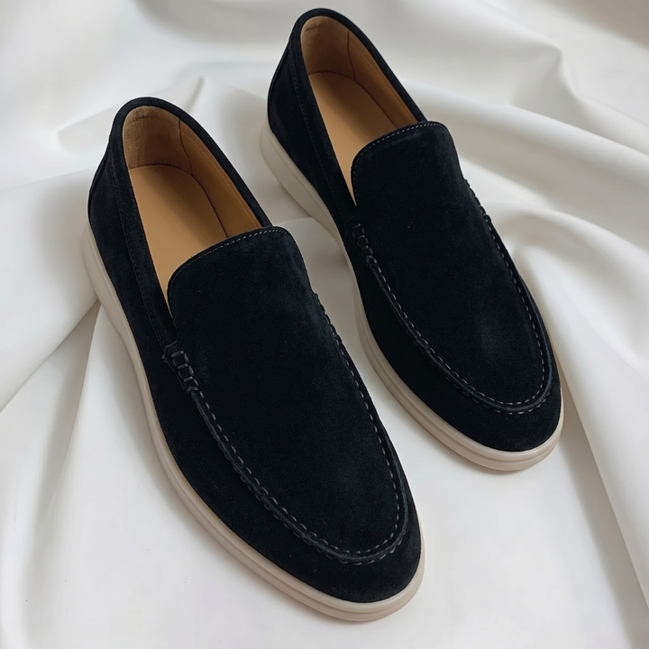 Mocassin Alessandro | Homme Suédé Slip-On, Semelle Blanche Chic 7