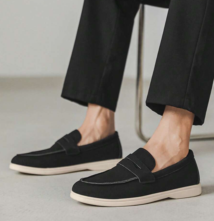 Mocassin Noir Élégant | Cuir, Plateau Cousu & Semelle Contrastée 2