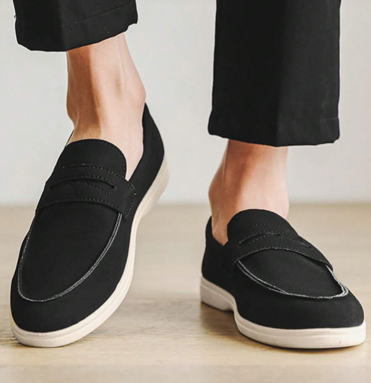 Mocassin Noir Élégant | Cuir, Plateau Cousu & Semelle Contrastée 6