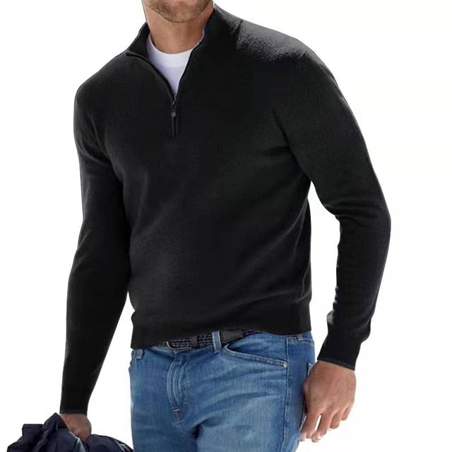 Pull col V en laine mérinos Lucas pour Homme | Zippé, doux et respirant 1