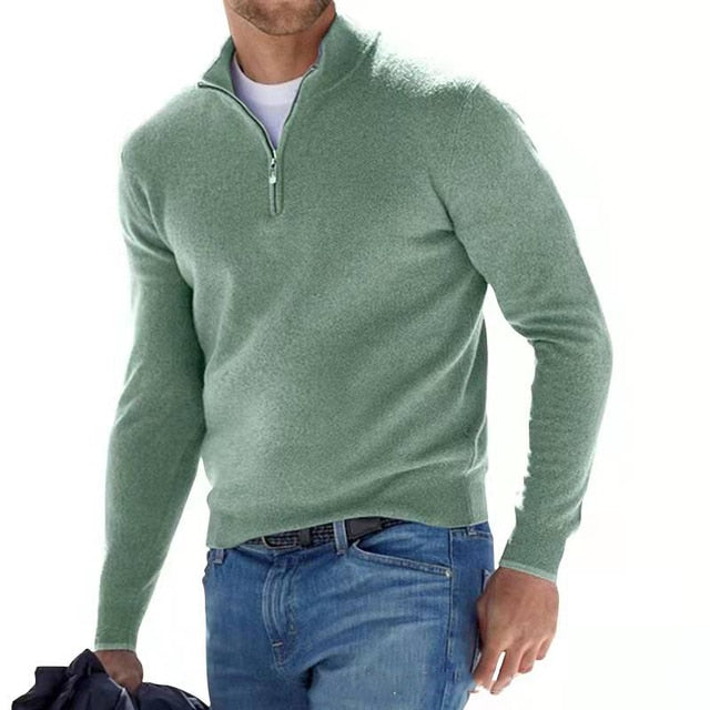 Pull col V en laine mérinos Lucas pour Homme | Zippé, doux et respirant 0