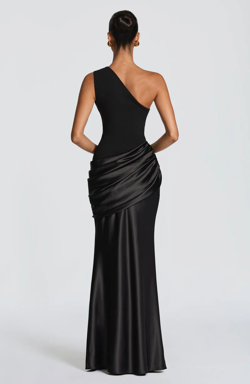 Robe Longue Capucine | Épaule Unique, Détail Drapé, Élégance 14