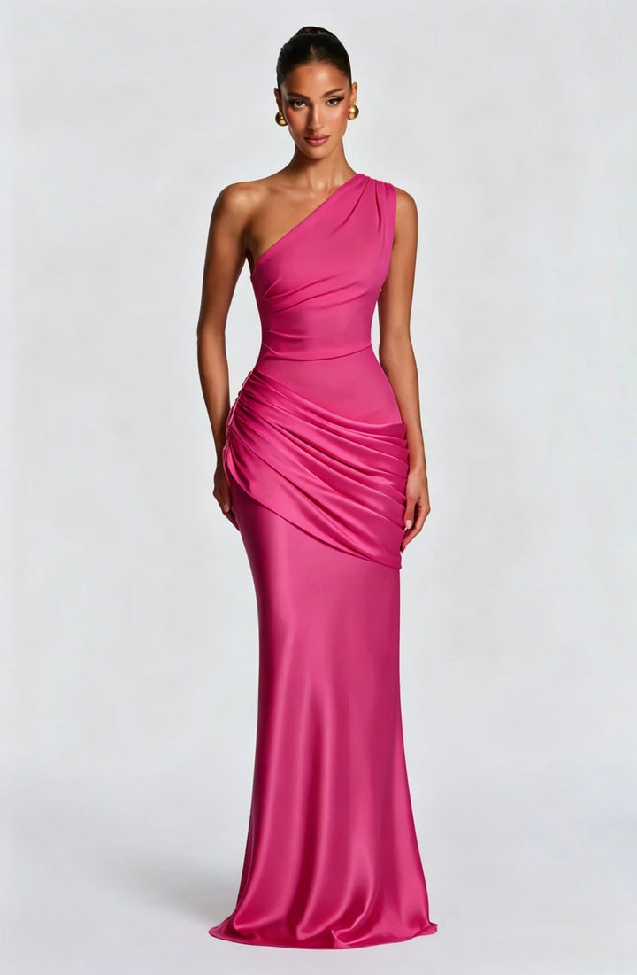 Capucine Maxi Dress | One-Shoulder, Draped Detail, Elegance