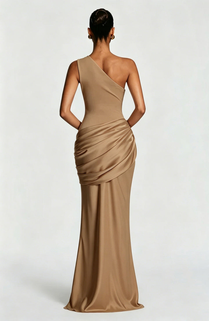 Capucine Maxi Dress | One-Shoulder, Draped Detail, Elegance