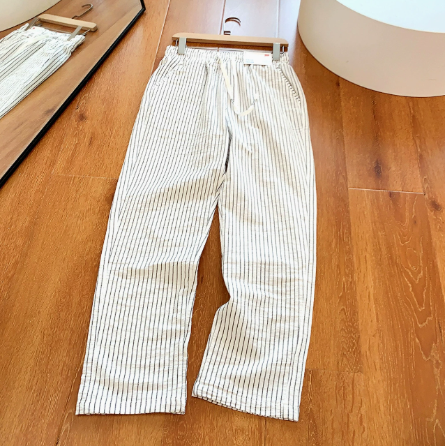 Pantalon Ample Rayé Femme Hugo | Taille À Passants, Coupe Décontractée 0