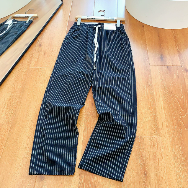 Pantalon Ample Rayé Femme Hugo | Taille À Passants, Coupe Décontractée 1
