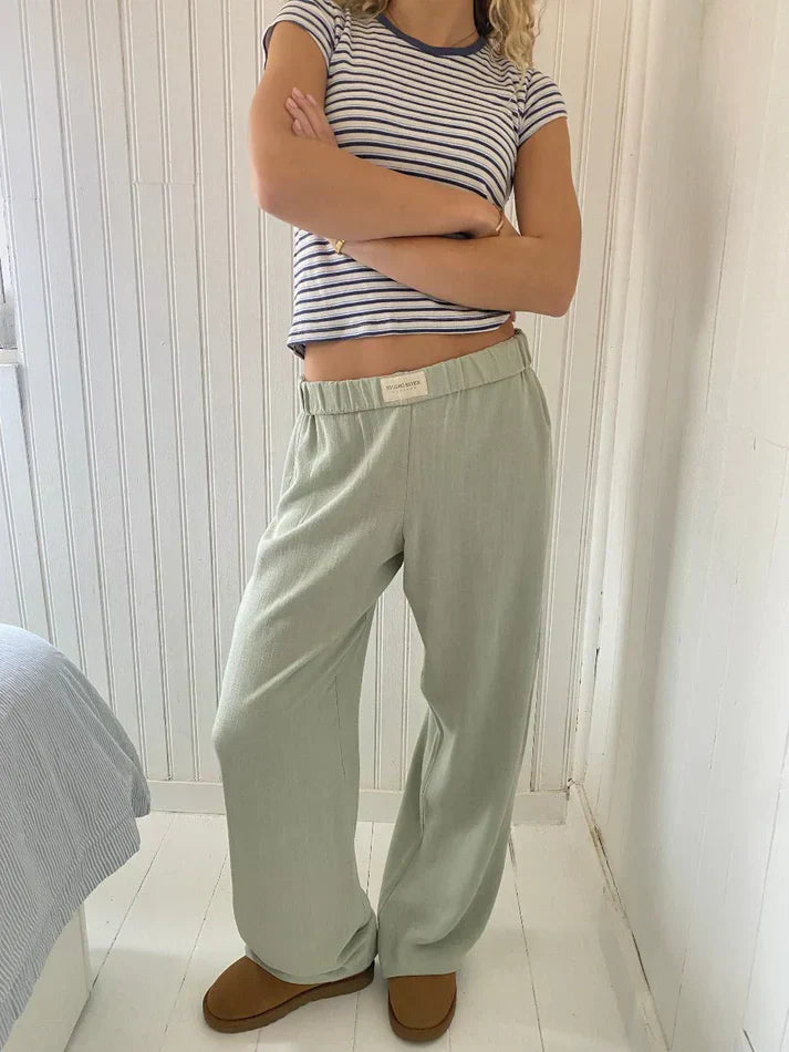 Pantalon Décontracté Rayé pour Femme | Coton Léger, Coupe Ample 10