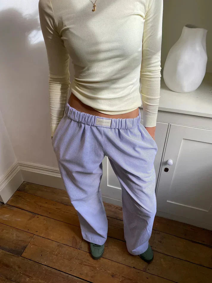 Pantalon Décontracté Rayé pour Femme | Coton Léger, Coupe Ample 4