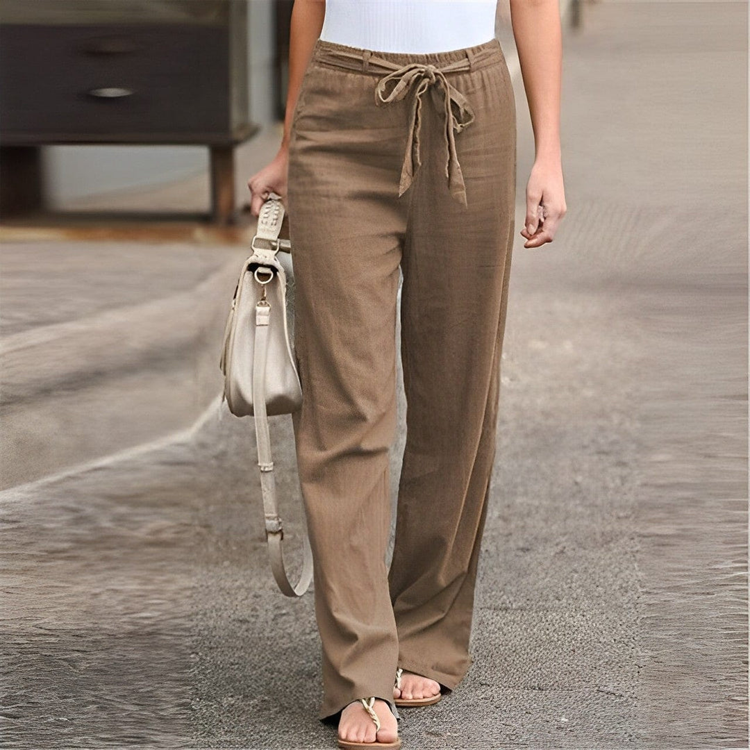 Pantalon Elviera | Pantalon Fluide Femme en Lin Léger, Ceinture Élastique 4