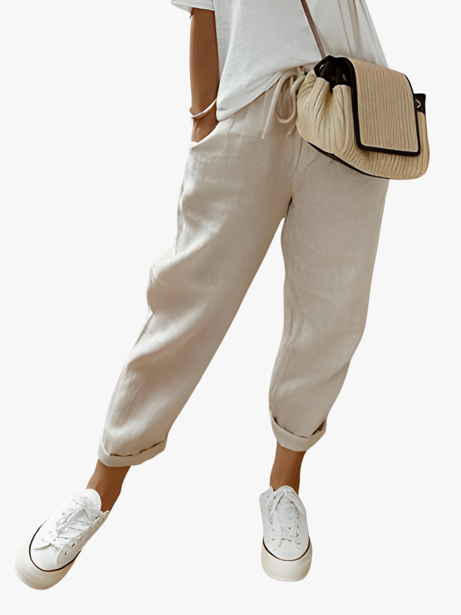 Pantalon Estival Mia | Mélange Coton et Lin, Coupe Longue 1