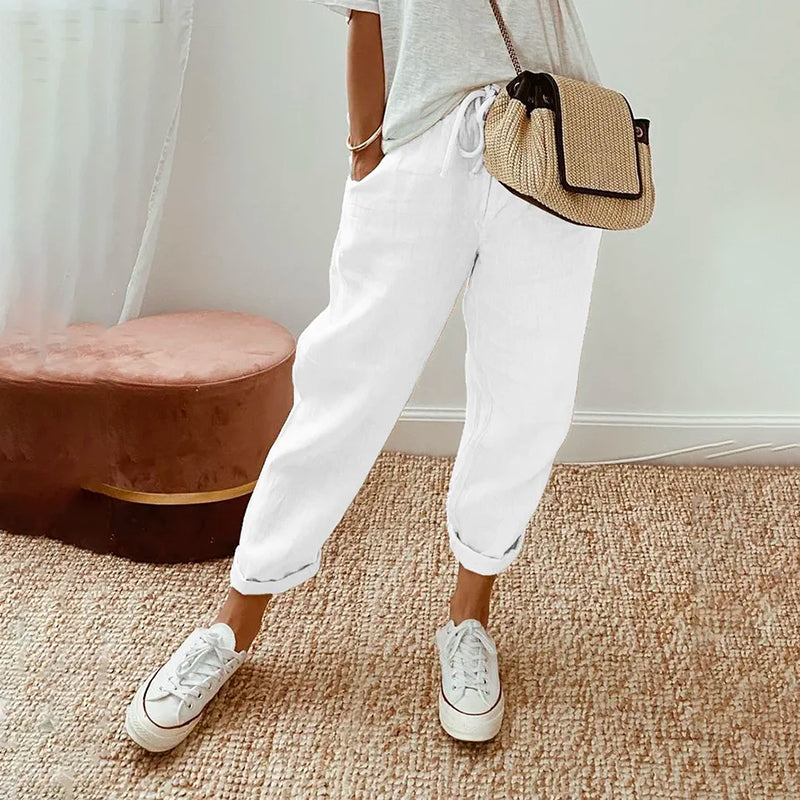 Pantalon Estival Mia | Mélange Coton et Lin, Coupe Longue 3