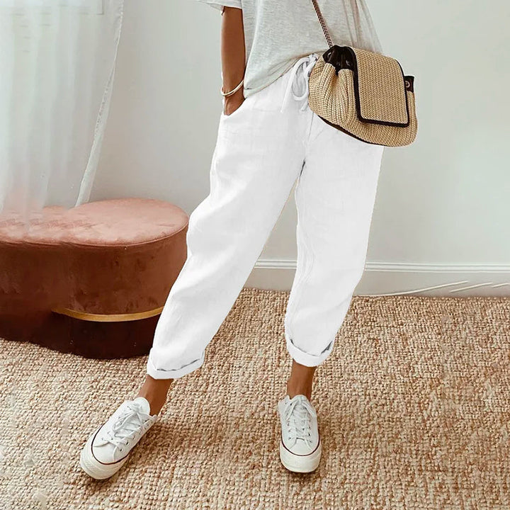 Pantalon Estival Mia | Mélange Coton et Lin, Coupe Longue 3