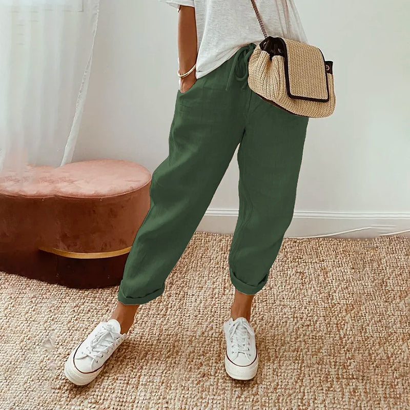 Pantalon Estival Mia | Mélange Coton et Lin, Coupe Longue 4
