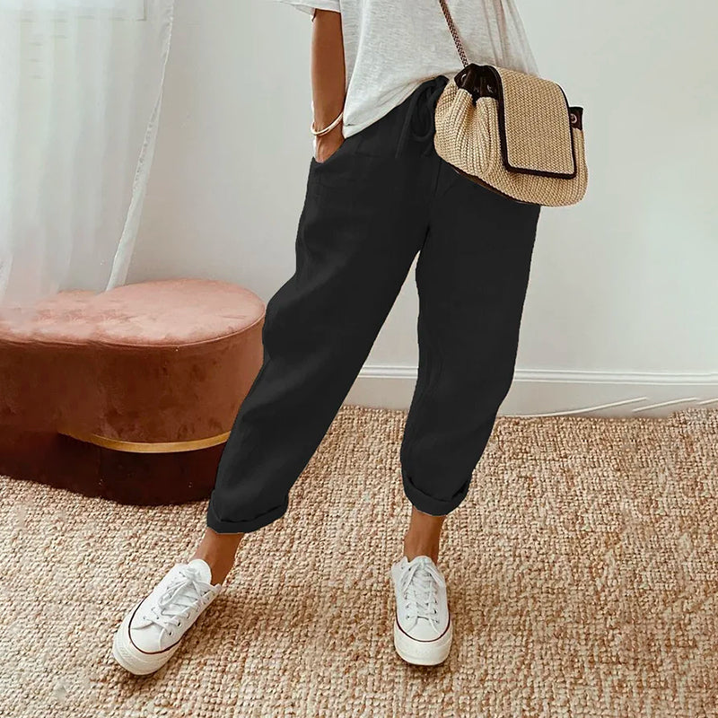Pantalon Estival Mia | Mélange Coton et Lin, Coupe Longue 5