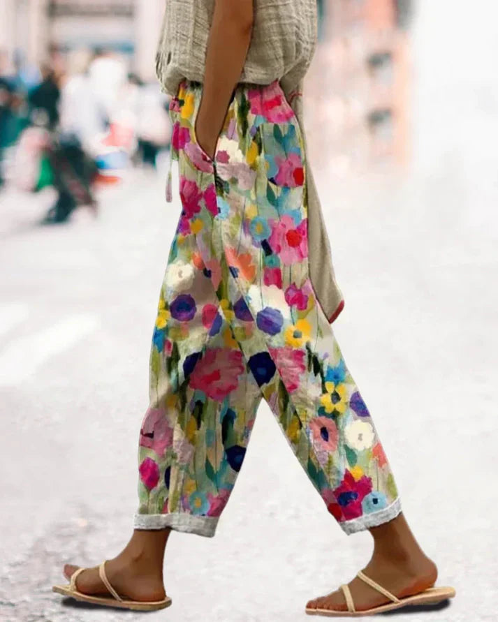 Pantalon Floral Lila | Coupe ample, poches pratiques 0