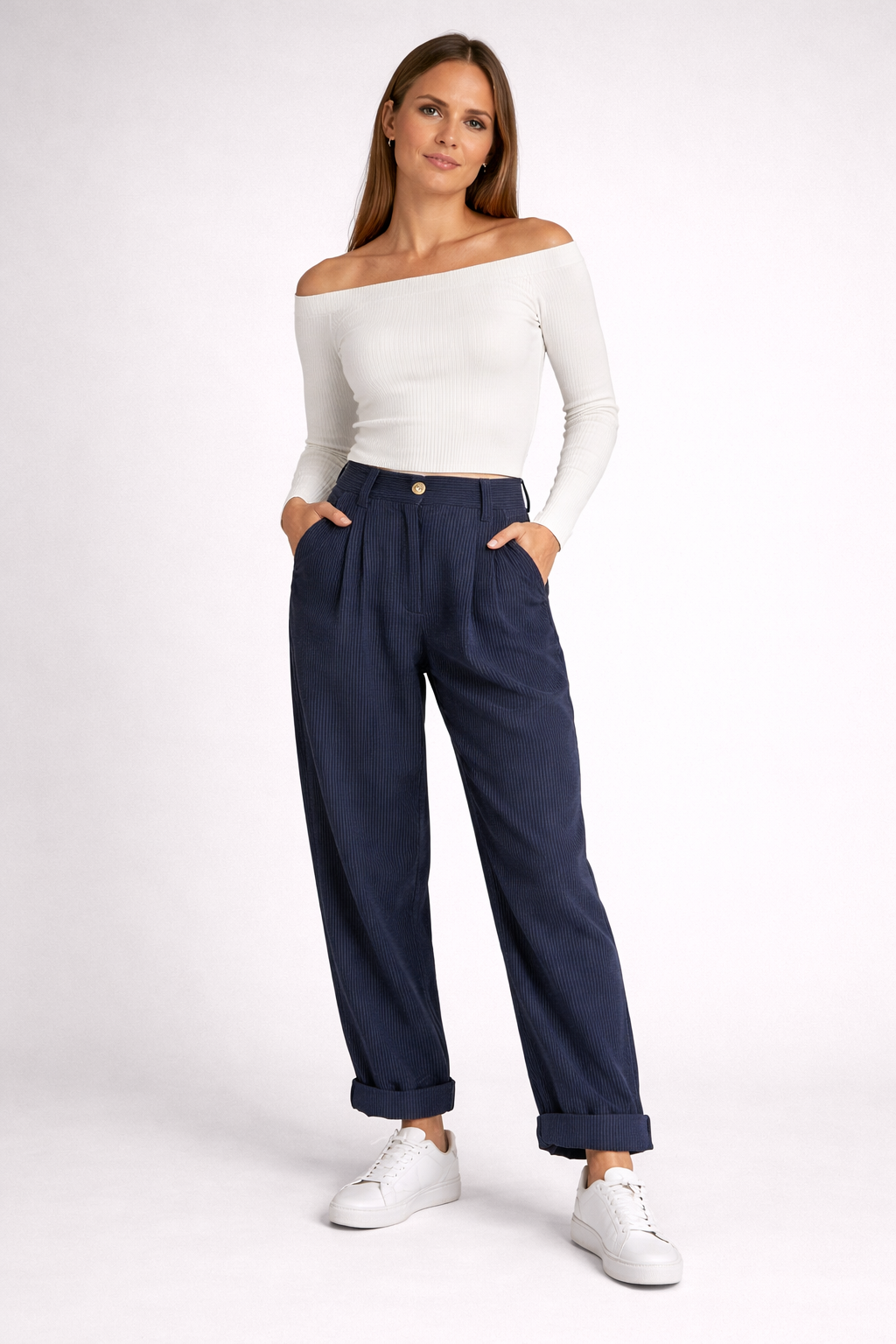 Pantalon Fluide Clara | Velours Côtelé, Taille Haute, Coupe Large