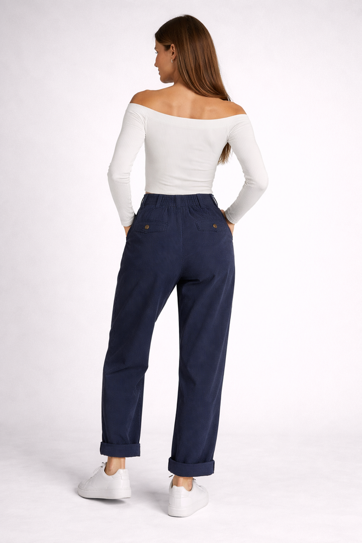 Pantalon Fluide Clara | Velours Côtelé, Taille Haute, Coupe Large