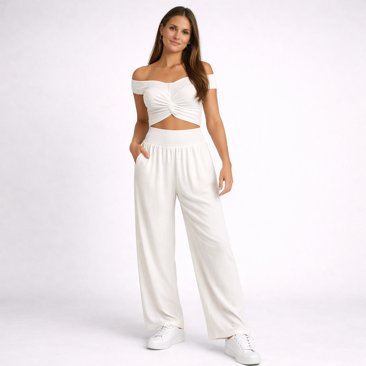 Pantalon Fluide Lina | Lin et Coton, Taille Haute, Jambes Droites