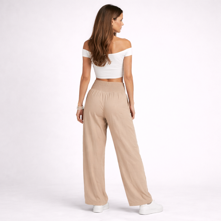 Pantalon Fluide Lina | Lin et Coton, Taille Haute, Jambes Droites