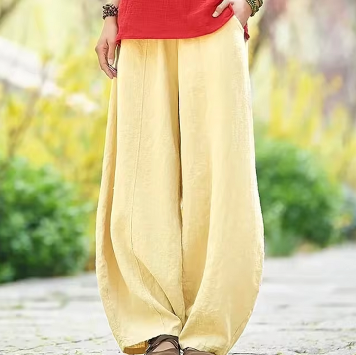 Pantalon Fluide Liora | Lin et Coton, Coupe Large Élégante 0