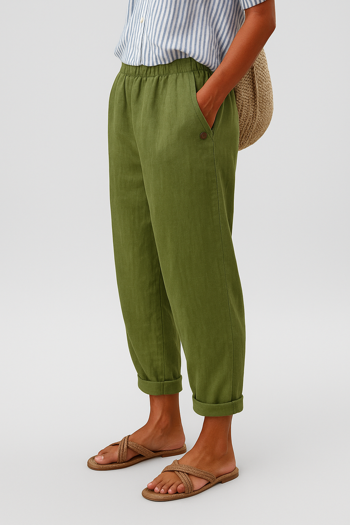Pantalon Fuselé Mira | Lin Mélangé, Taille Élastique, Confort Quotidien 2