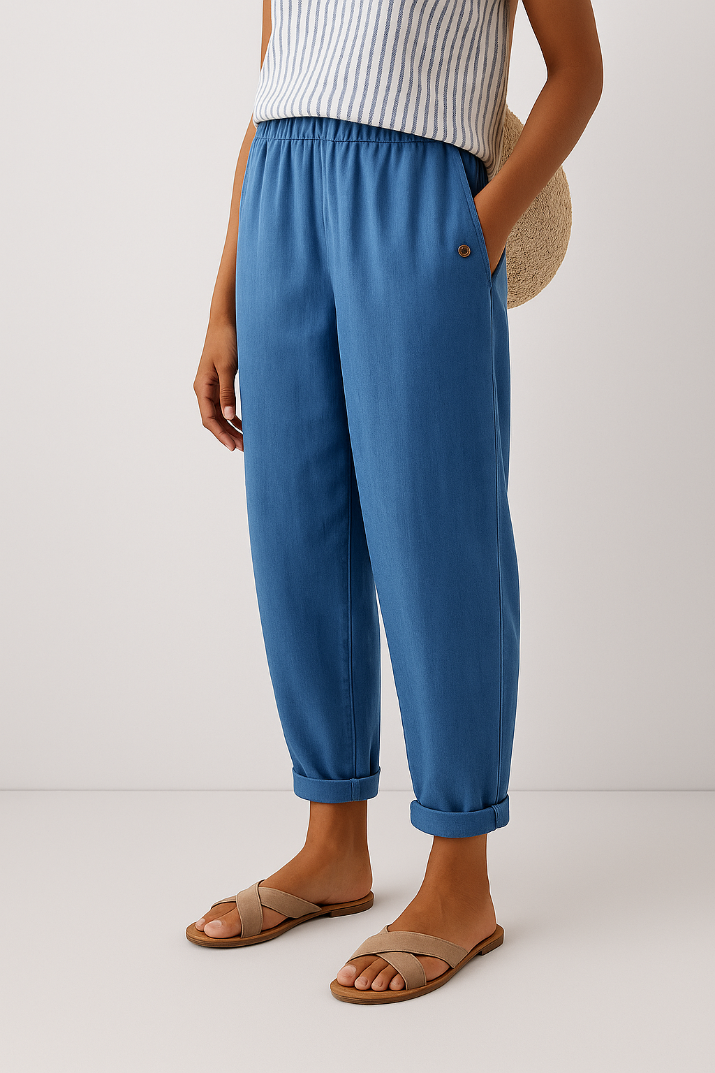 Pantalon Fuselé Mira | Lin Mélangé, Taille Élastique, Confort Quotidien 3