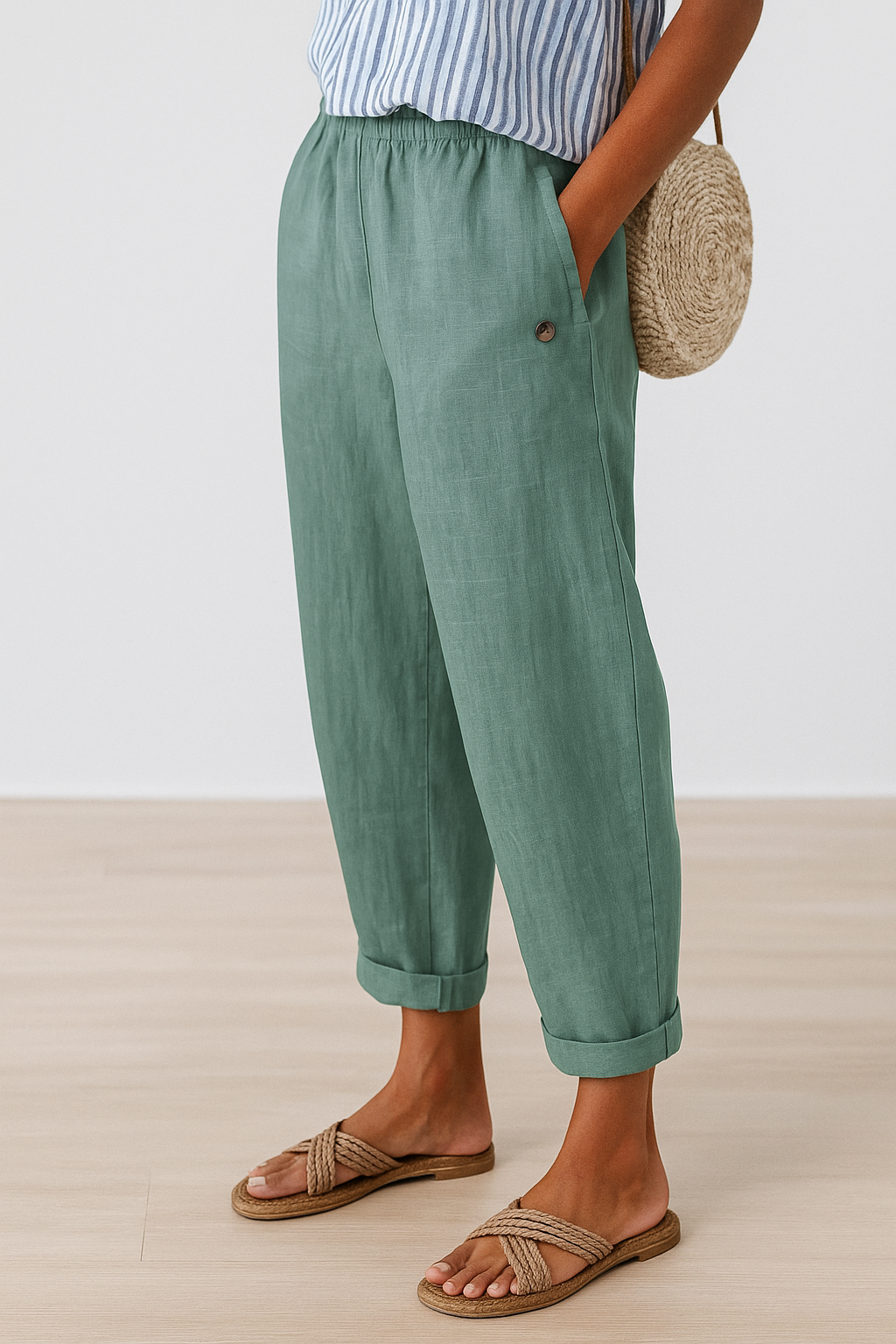 Pantalon Fuselé Mira | Lin Mélangé, Taille Élastique, Confort Quotidien 4