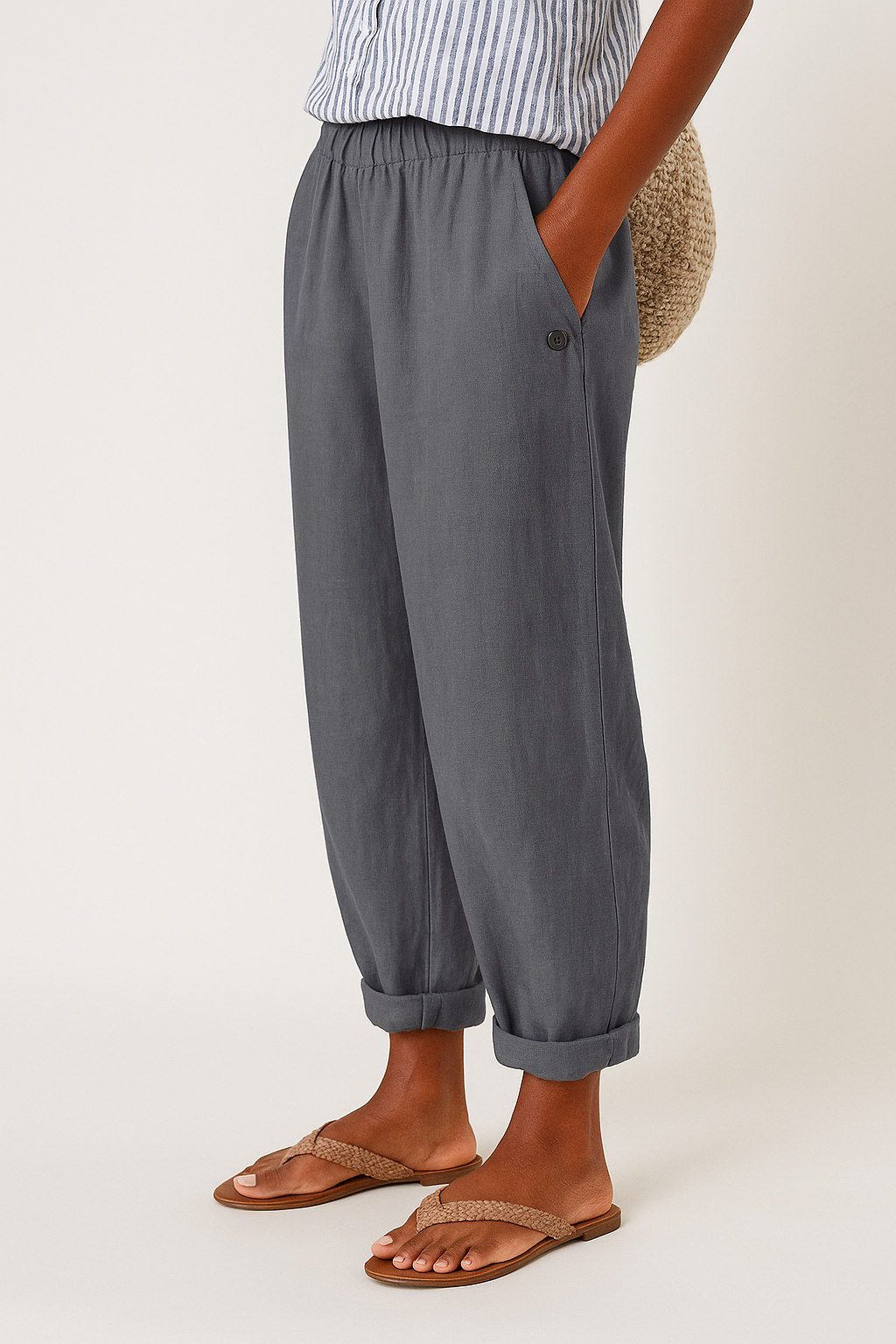 Pantalon Fuselé Mira | Lin Mélangé, Taille Élastique, Confort Quotidien 5
