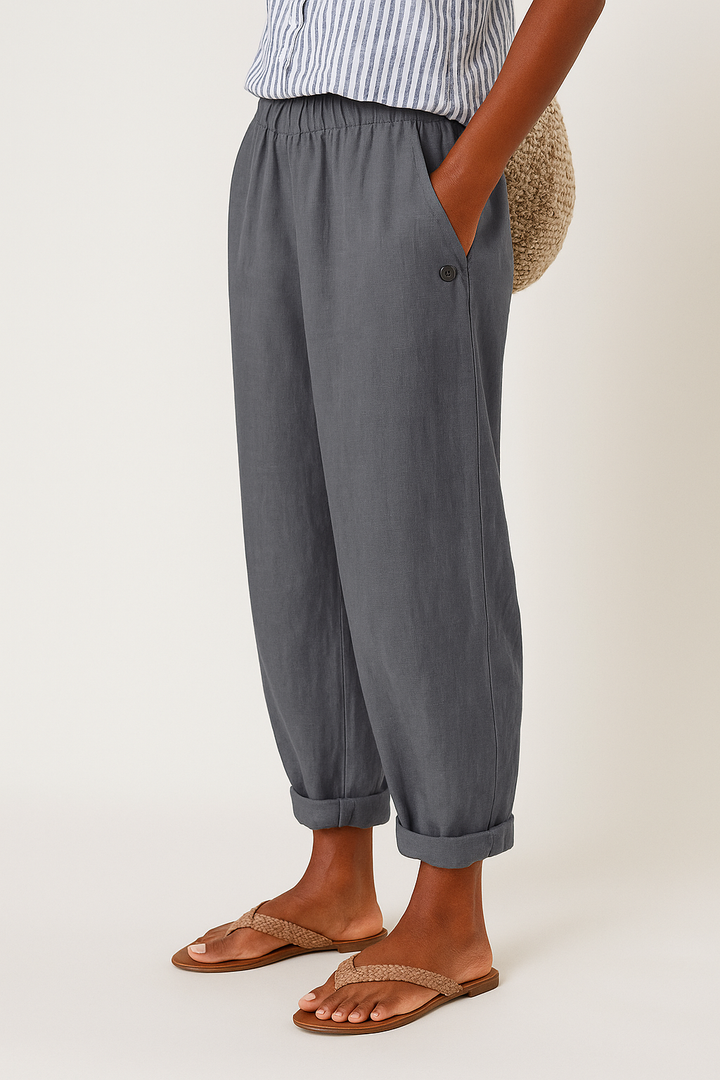 Pantalon Fuselé Mira | Lin Mélangé, Taille Élastique, Confort Quotidien 5