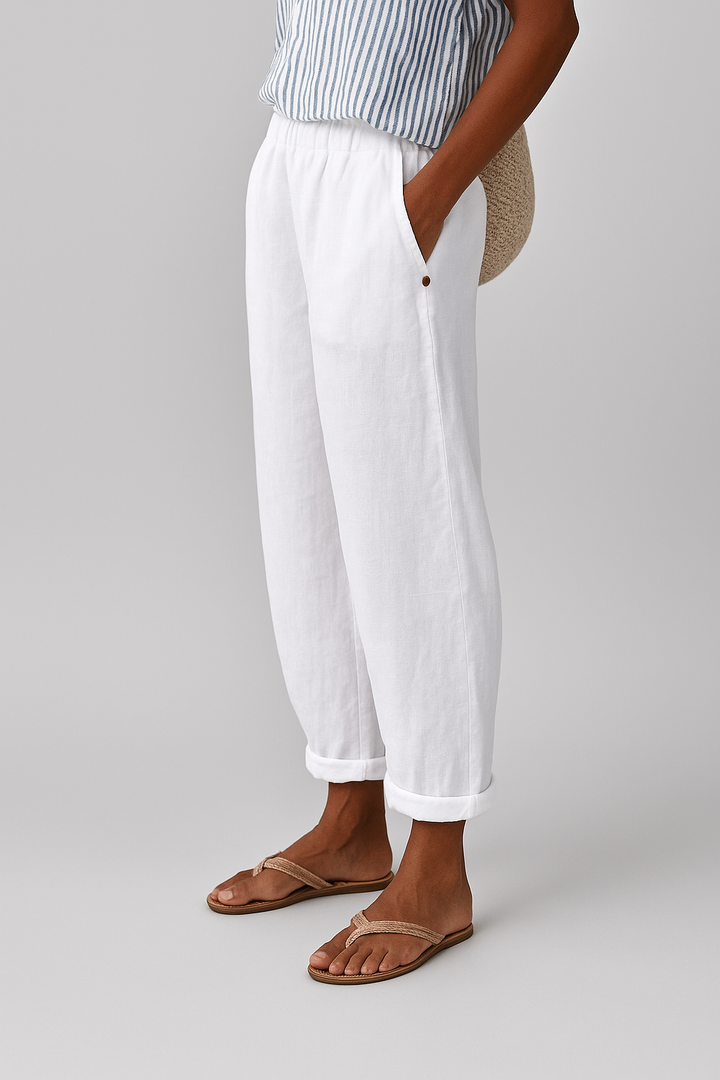 Pantalon Fuselé Mira | Lin Mélangé, Taille Élastique, Confort Quotidien 6