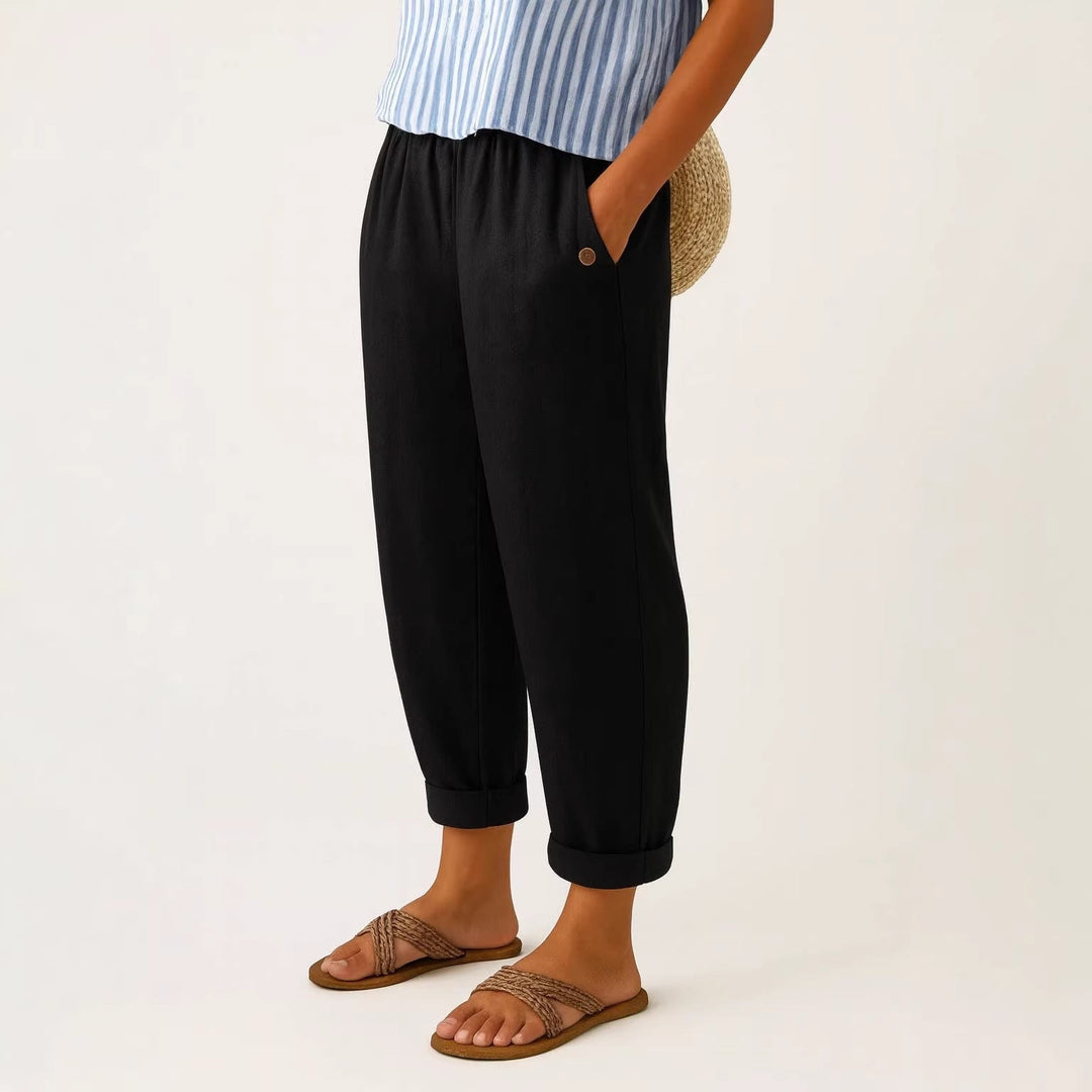 Pantalon Fuselé Mira | Lin Mélangé, Taille Élastique, Confort Quotidien 7