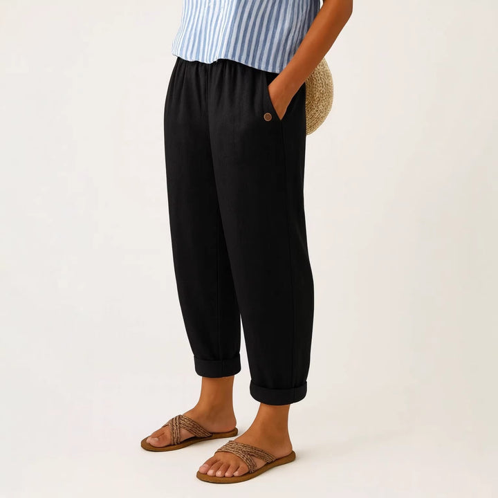 Pantalon Fuselé Mira | Lin Mélangé, Taille Élastique, Confort Quotidien 7