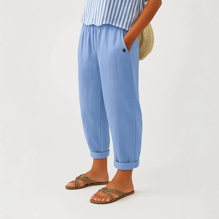 Pantalon Fuselé Mira | Lin Mélangé, Taille Élastique, Confort Quotidien 8