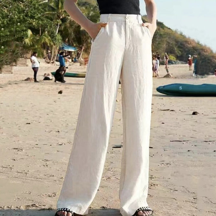 Pantalon Lina | Pantalon Fluide Femme en Lin Léger, Taille Haute et Coupe Ample 0